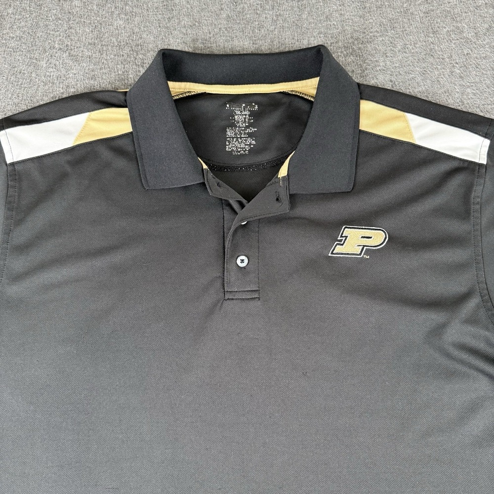 Purdue Boilermakers Knights Apparel Polo Shirt Mens 2XL Black NCAA Performance